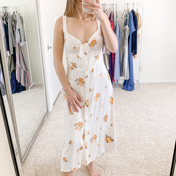 Reformation Frankfort Floral Button Front Midi Dress Size 6 - Picture 3 of 11